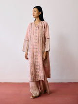 Aicha Hand-Embroidered Panelled Kurta - Pink