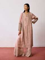 Aicha Hand-Embroidered Panelled Kurta - Pink
