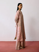 Aicha Hand-Embroidered Panelled Kurta Set - Pink