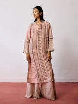 Aicha Hand-Embroidered Panelled Kurta - Pink