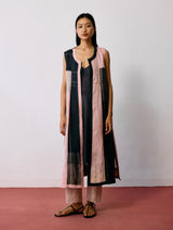 Shal Patchwork Linen Sleeveless Jacket
