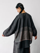 Raza Metallic Linen Top - Charcoal