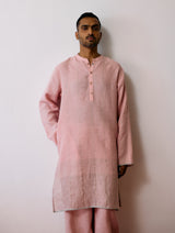 Jawahar Metallic Linen Kurta - Pink