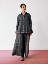 Hanat Hand-Embroidered Bird Co-ord - Charcoal