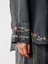 Hanat Hand-Embroidered Bird Co-ord - Charcoal