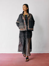Zuri Hand-Embroidered Metallic Jacket - Charcoal
