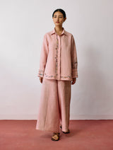 Hanat Hand-Embroidered Bird Co-ord - Pink