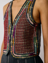 Kaya Hand-Embroidered Vest - Charcoal