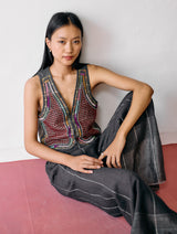 Kaya Hand-Embroidered Vest - Charcoal