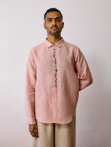 Ved Hand-Embroidered Bird Shirt - Pink