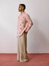 Zai Floral Hand-Embroidered Shirt - Pink