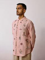 Zai Floral Hand-Embroidered Shirt - Pink