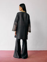Naar Hand-Embroidered Metallic Kurta - Charcoal