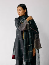 Naar Hand-Embroidered Metallic Kurta Set - Charcoal