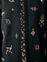 Zai Floral Hand-Embroidered Shirt - Charcoal