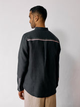 Zai Floral Hand-Embroidered Shirt - Charcoal