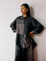 Rin Metallic Linen Co-ord - Charcoal