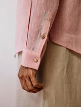 Ved Hand-Embroidered Bird Shirt - Pink