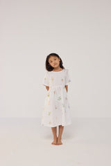 Rasa Floral Printed Linen Dress - White