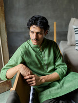 Jiro Timeless Linen Kurta - Fern Green