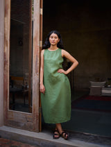 Juro Linen Parabola Dress - Fern Green
