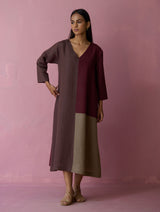 Anzu Color-Blocked Dress - Earth