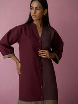 Kaori Color-Blocked Kurta - Earth