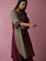 Risa Color-Blocked Kurta Set - Earth