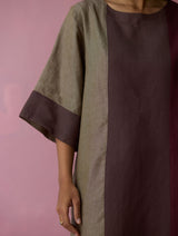 Risa Color-Blocked Kurta Set - Earth
