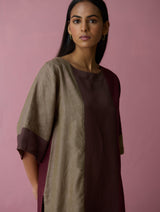 Risa Color-Blocked Kurta Set - Earth