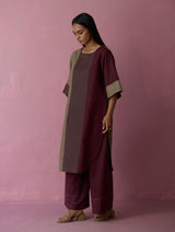 Risa Color-Blocked Kurta Set - Earth