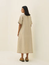 Aster Thick Linen Dress - Natural