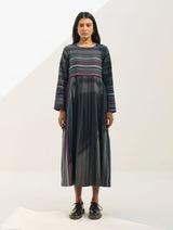 Fiona Merino Wool Pleated Dress - Charcoal