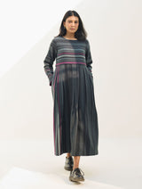 Fiona Merino Wool Pleated Dress - Charcoal