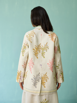 Arya Block Printed Floral Blazer - Ivory