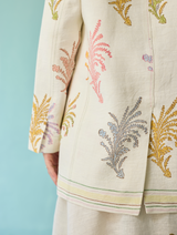 Arya Block Printed Floral Blazer - Ivory