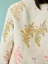 Arya Block Printed Floral Blazer - Ivory