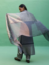 Susie Gotapatti Linen Kurta Set - Metallic Grey
