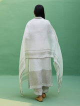 Susie Gotapatti Linen Kurta Set - Metallic Ivory
