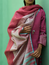 Emile Metallic Linen Hand-Embroidered Kurta Set - Crimson