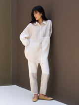 Zaha Metallic Linen Co-ord Set - Ivory
