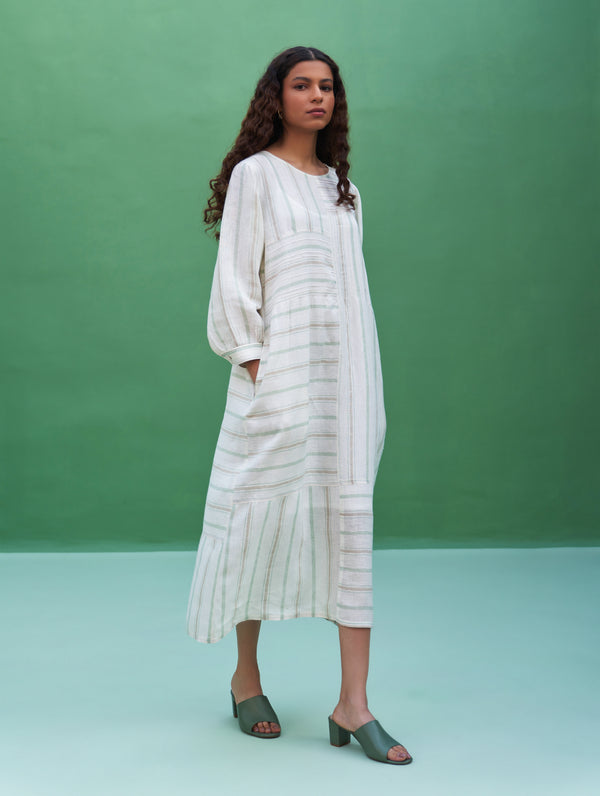 Kwan Striped Linen Dress - Mint