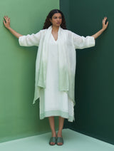 Jin Linen Dress With Overlay - Ivory