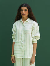 Akra Striped Linen Shirt - Mint