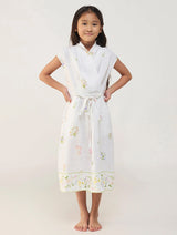 Mema Shawl Printed Collar Linen Dress - White