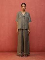 Shiro Stripe Linen Co-ord Set - Grey