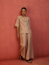 Shiro Stripe Linen Co-ord Set - Dusty Rose