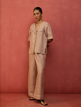 Shiro Stripe Linen Co-ord Set - Dusty Rose
