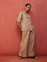 Shiro Stripe Linen Co-ord Set - Dusty Rose