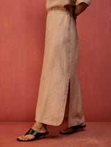 Hiro Stripe Linen Skirt - Dusty Rose
